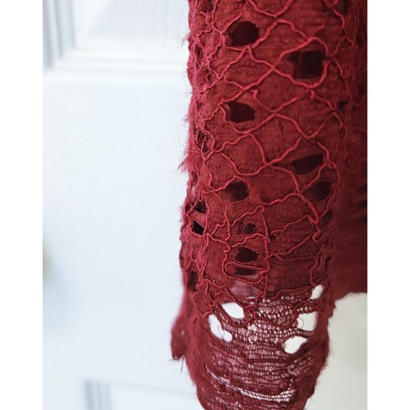 J. Crew 3/4 Three-Quarter Sleeve Lace Shift Mini Dress in Burgundy - Picture 5 of 5